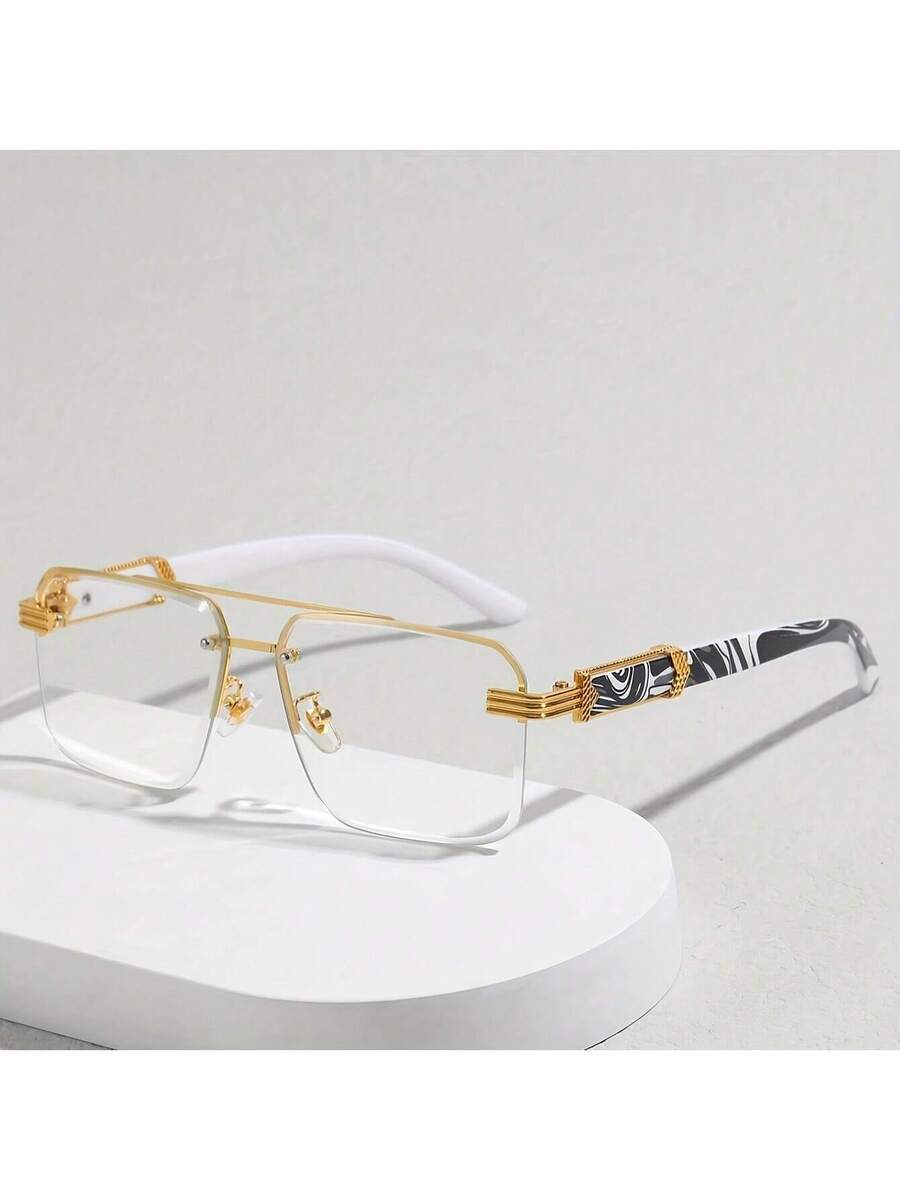Men'S Luxury Formal Wear - Mens Half-Frame Eyewear With Transparent Lenses