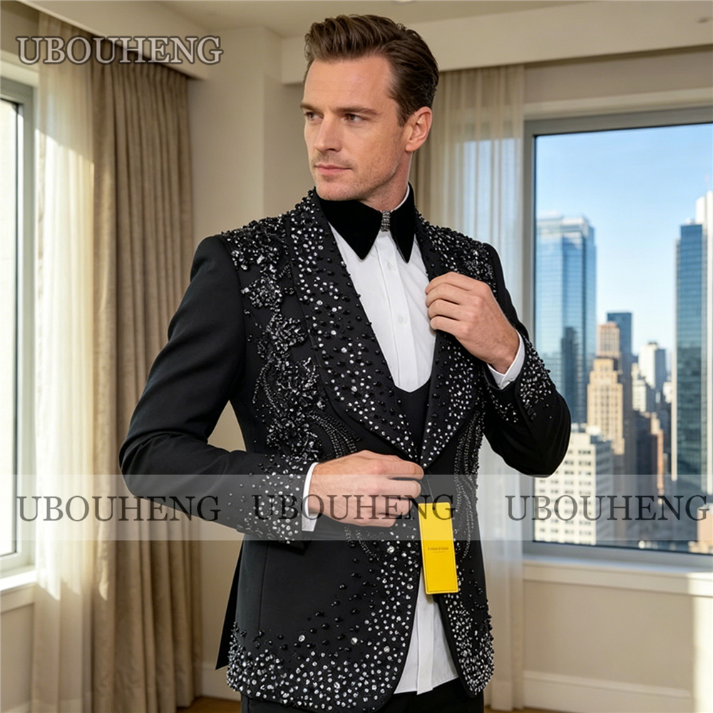 Luxury 3 Piece Men Suit Black  - đánh giá và giá Men Formal Wear Red