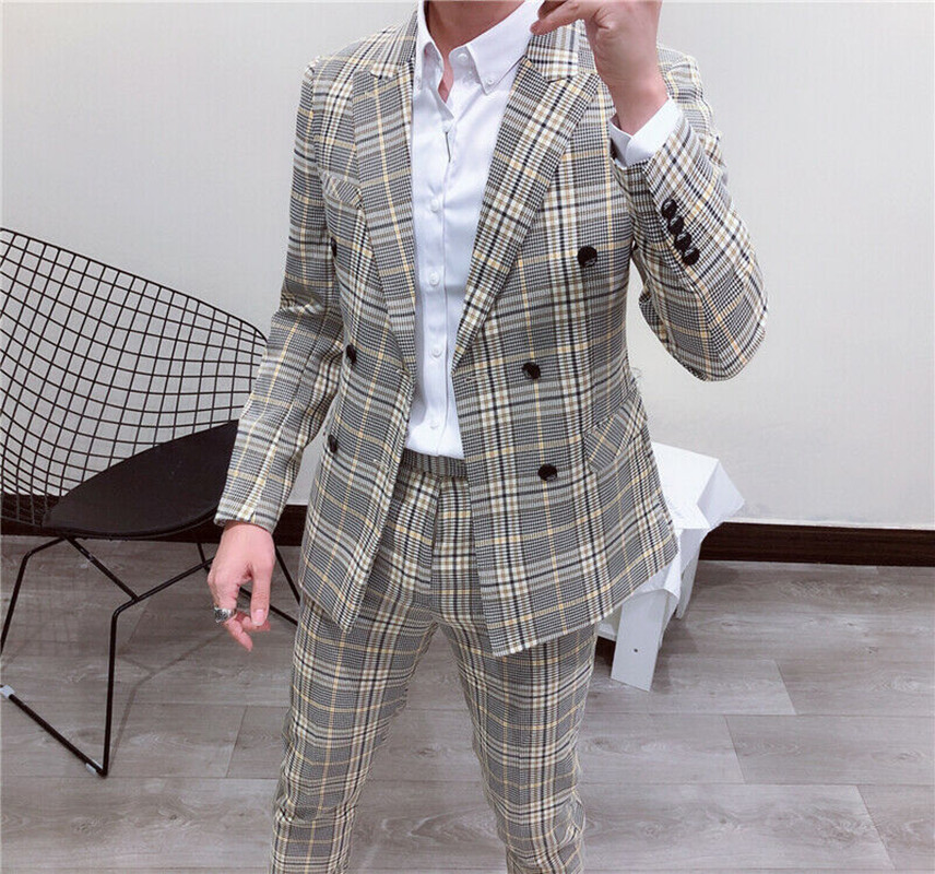 Latest New Style Smoking Plaid - đánh giá và giá Latest Men Formal Wear